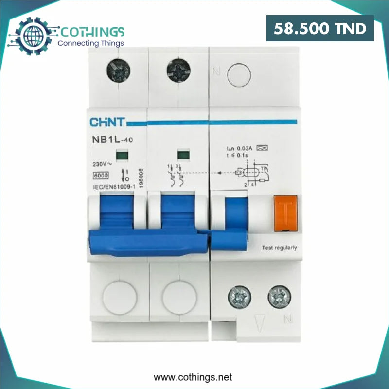 Acheter Disjoncteur Différentiel NB1L-40 - 2P - 25A - 30mA - Courbe C | Protection Bipolaire Compacte CHINT en Tunisie -  Disponible au meilleur prix sur CoThings