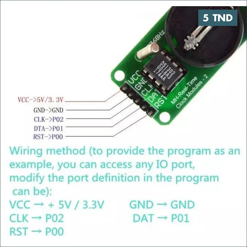 Acheter Ds1302 Module d’horloge en temps réel RTC avec batterie en Tunisie -  Disponible au meilleur prix sur CoThings