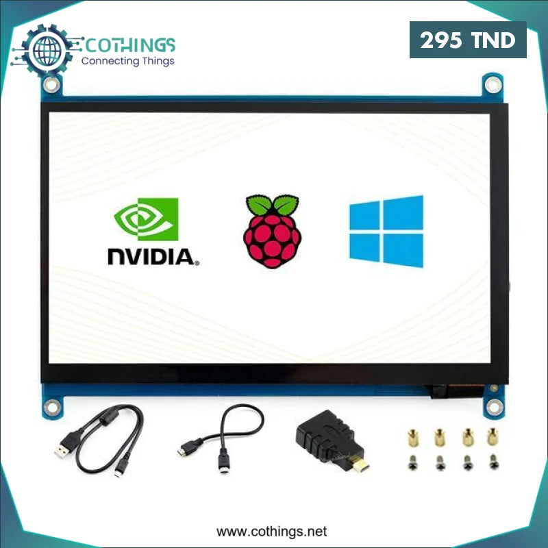 Acheter Ecran Tactile Waveshare pour raspberry 7 POUCES 1024x600 LCD avec accessoires en Tunisie -  Disponible au meilleur prix sur CoThings