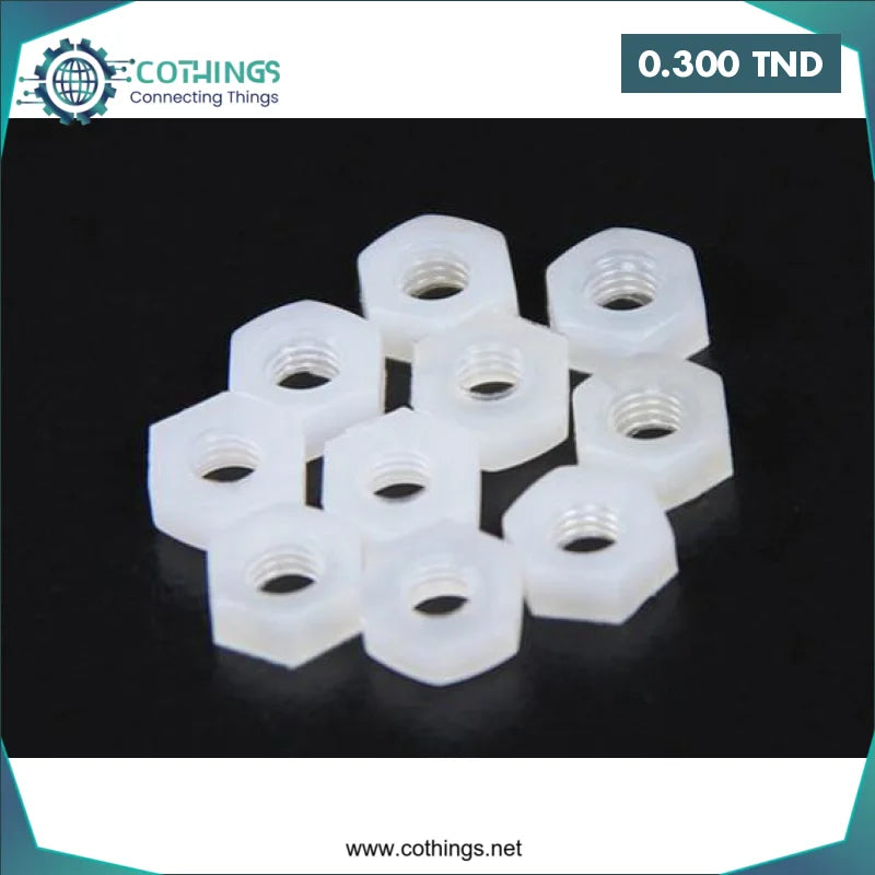 Acheter Ecrou en nylon blanc M3 en Tunisie -  Disponible au meilleur prix sur CoThings