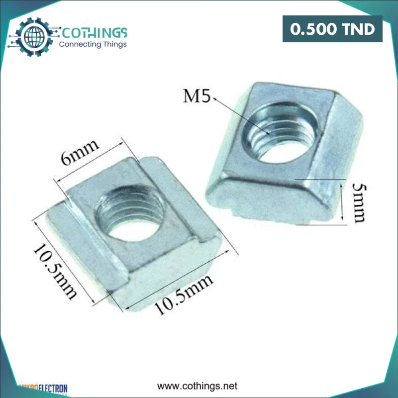 Acheter ÉCROU EN T À COULISSANTE STANDARD EUROPÉEN-M5x10.5x6 POUR 20 * 20 MM en Tunisie -  Disponible au meilleur prix sur CoThings