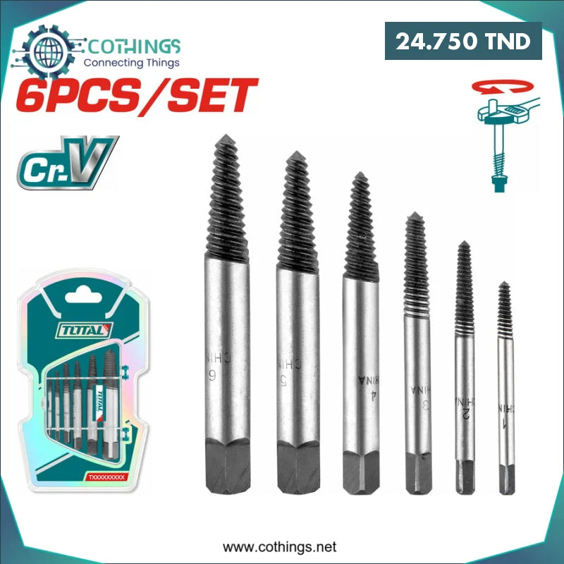 Acheter Ensemble d'extracteurs de vis TOTAL 6 pièces en Tunisie -  Disponible au meilleur prix sur CoThings