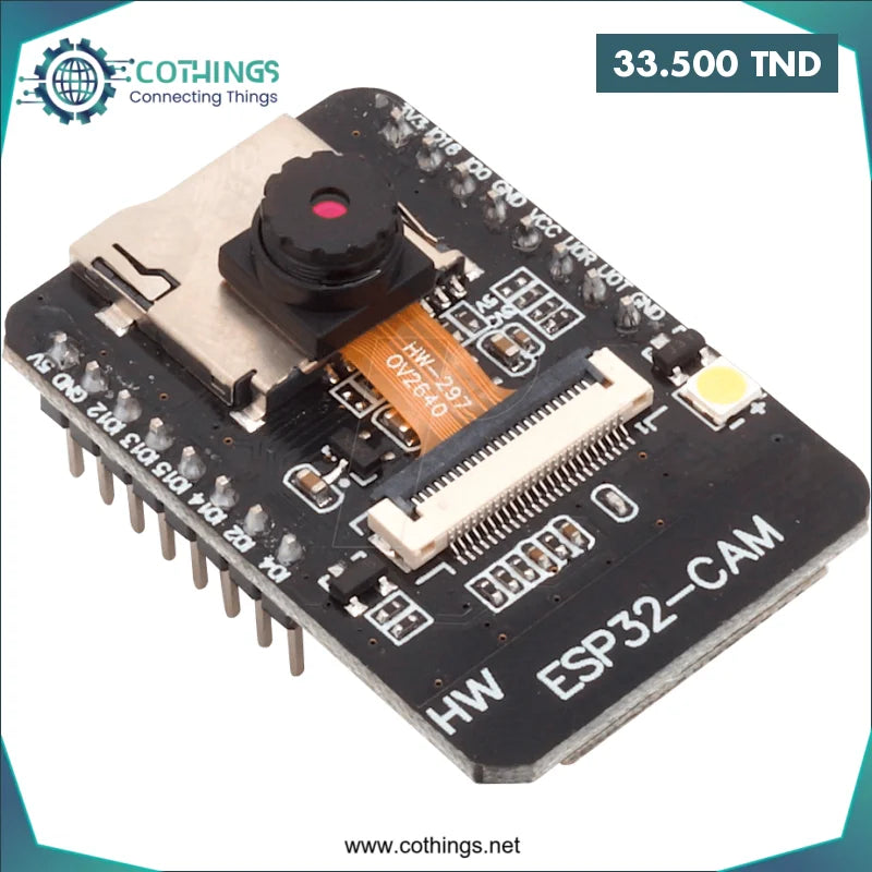 Acheter ESP32-CAM Avec Module Camera OV2640 (sans port micro usb) en Tunisie -  Disponible au meilleur prix sur CoThings