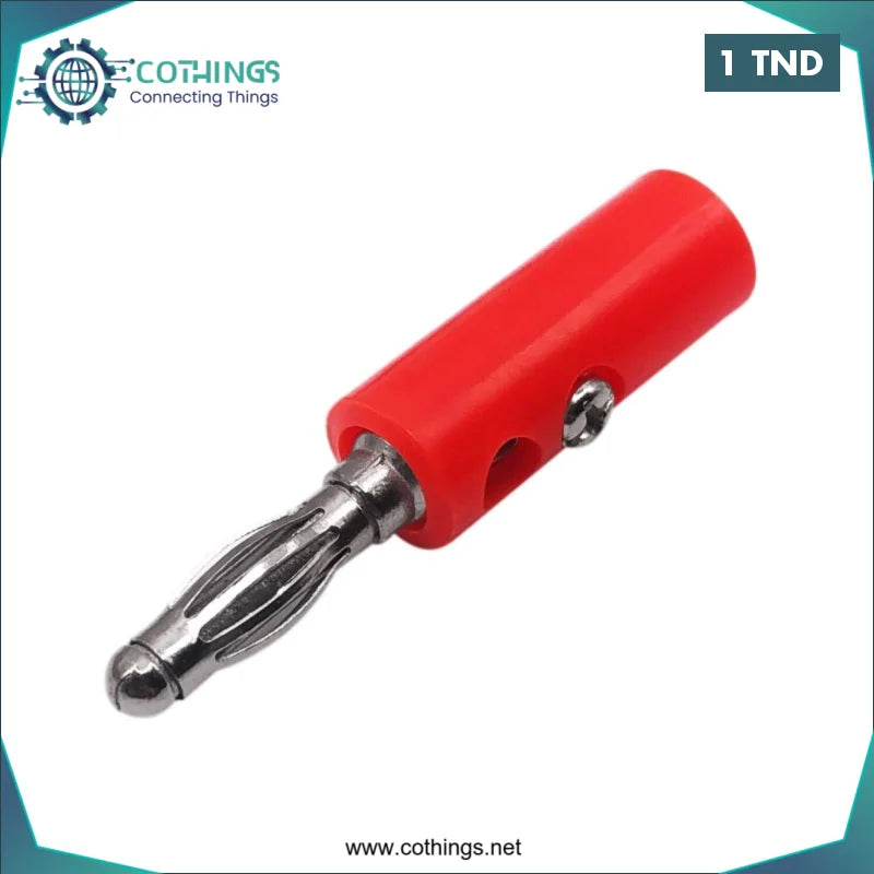Acheter Fiche Banane Connecteur Mâle 4mm Rouge en Tunisie -  Disponible au meilleur prix sur CoThings