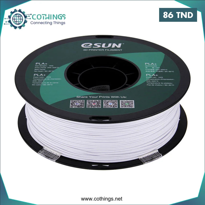 Acheter Filament eSun PLA+ 1,0 kg 1,75 mm Blanc en Tunisie -  Disponible au meilleur prix sur CoThings