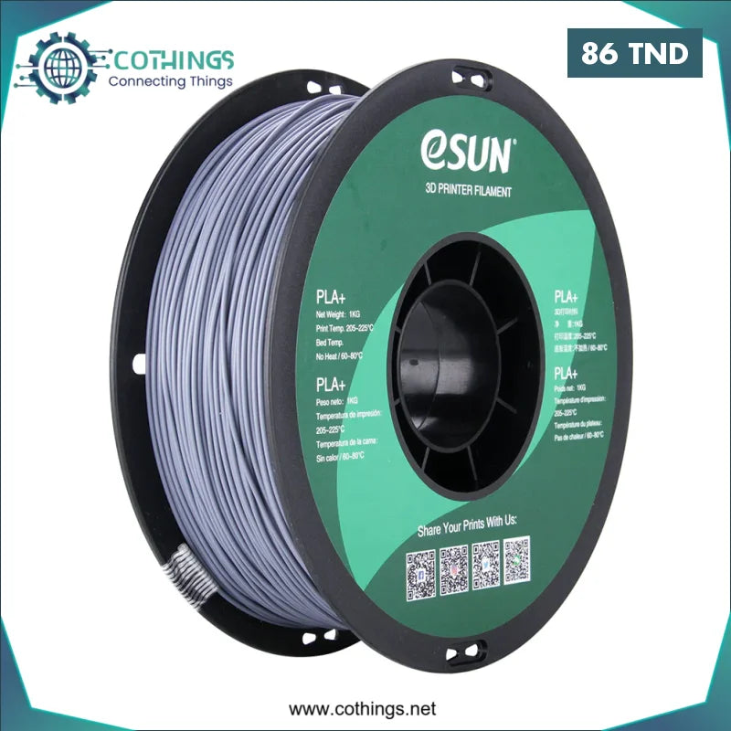 Acheter Filament eSun PLA+ 1,0kg 1,75mm Gris en Tunisie -  Disponible au meilleur prix sur CoThings