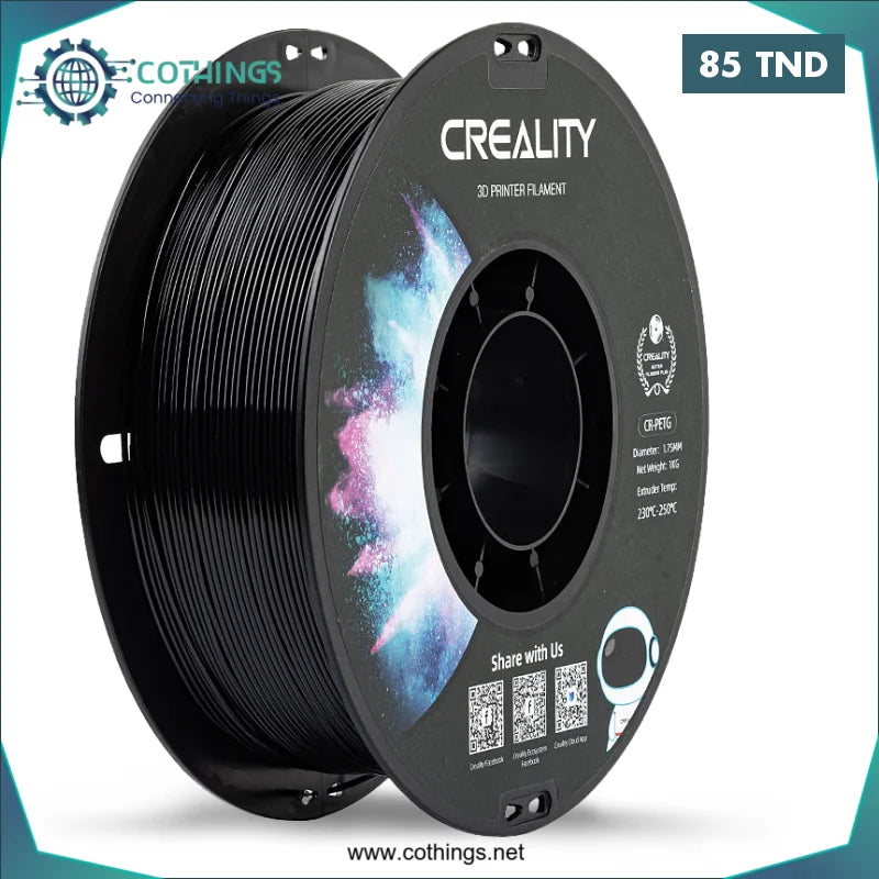 Acheter Filament PETG Noir – 1.75 mm – Creality en Tunisie -  Disponible au meilleur prix sur CoThings