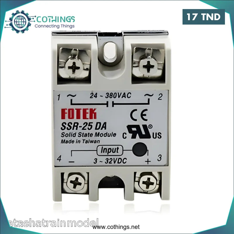 Acheter Fotek SSR-25DA SSR-25 DA Relais statique 25A, entrée 4-32VDC, charge de sortie 25A à 24-380VAC en Tunisie -  Disponible au meilleur prix sur CoThings