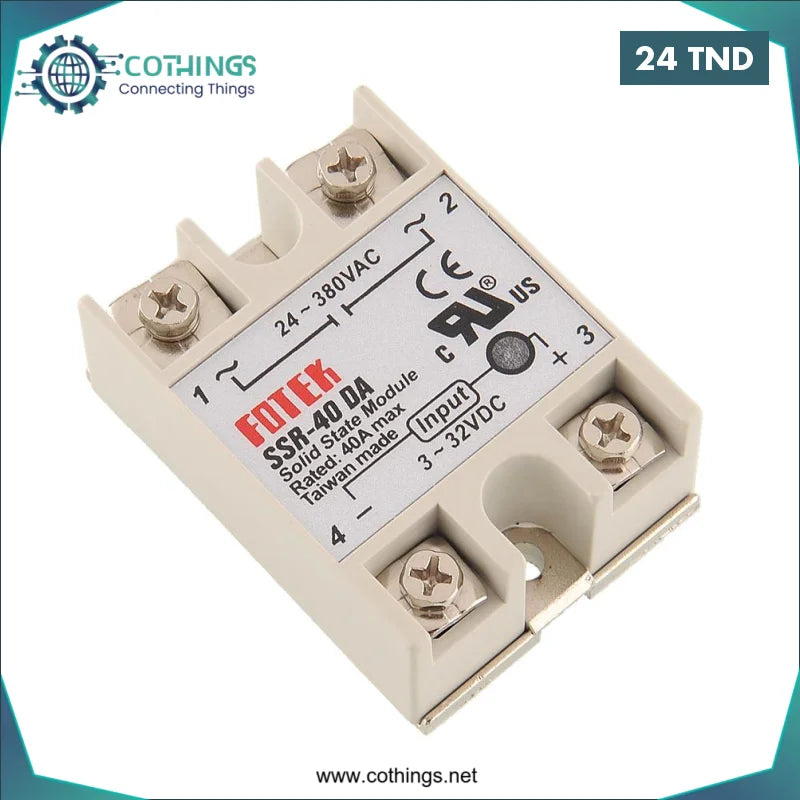 Acheter Fotek SSR-40DA 40A Relais statique Entrée 3-32V DC Sortie 24-380V AC en Tunisie -  Disponible au meilleur prix sur CoThings