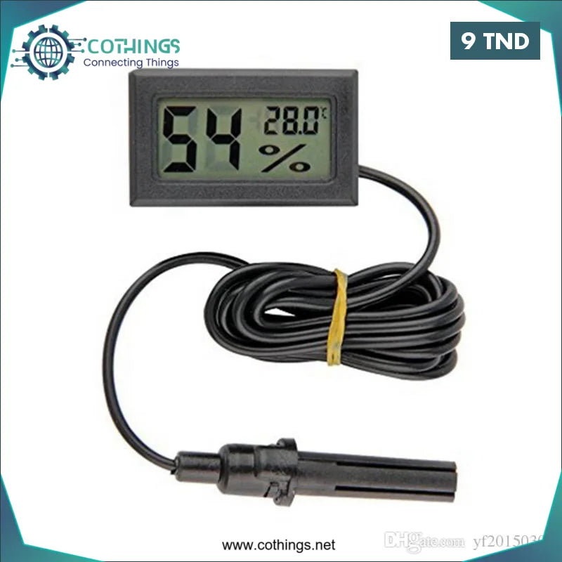Acheter FY-12 Mini thermomètre numérique LCD hygromètre - NOIR réfrigérateur congélateur testeur température humidité mètre avec fil de 1,5 mètre (avec batterie) en Tunisie -  Disponible au meilleur prix sur CoThings