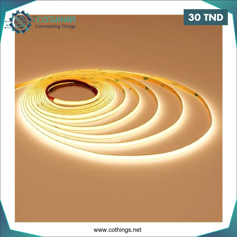 Acheter Ruban Led COB 12V 8mm 320ML/M 5ML 10W/M 3000K GO-MAX en Tunisie -  Disponible au meilleur prix sur CoThings