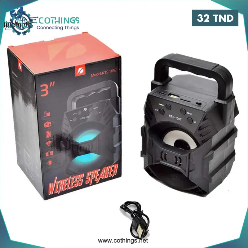 Acheter Haut-parleur Bluetooth Portable KTS-1057 – LED Colorées, TWS, FM, USB en Tunisie -  Disponible au meilleur prix sur CoThings