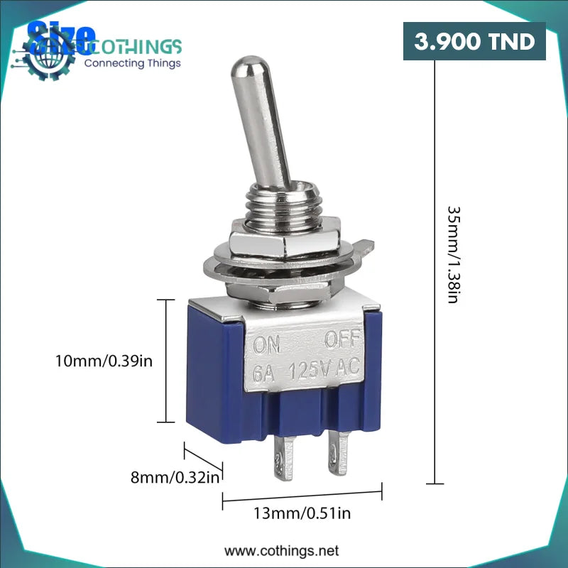 Acheter Interrupteur 2 positions On-off 2 broches 3A 250VAC Noir en Tunisie -  Disponible au meilleur prix sur CoThings