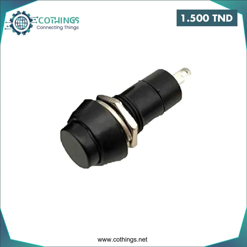 Acheter Interrupteur à bouton-poussoir rond à réinitialisation automatique PBS-11B 12mm (Noir, 2 broches) en Tunisie -  Disponible au meilleur prix sur CoThings