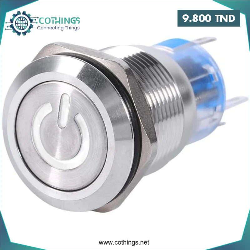 Acheter Interrupteur etanche en metal Blanc 16MM 12-24V en Tunisie -  Disponible au meilleur prix sur CoThings