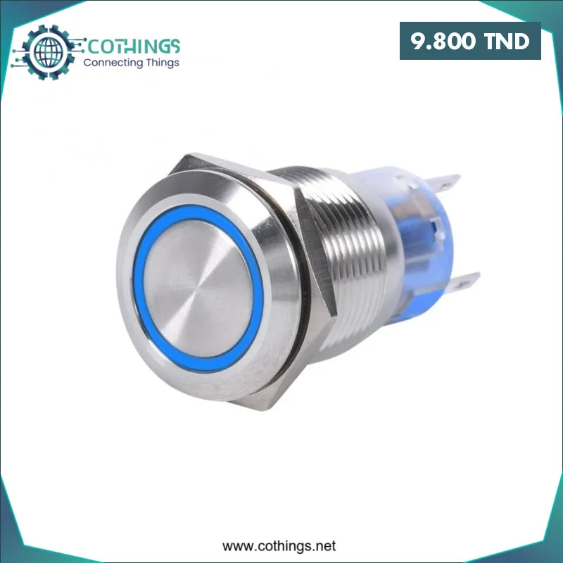 Acheter Interrupteur etanche en metal bleu 16MM 3-6V en Tunisie -  Disponible au meilleur prix sur CoThings