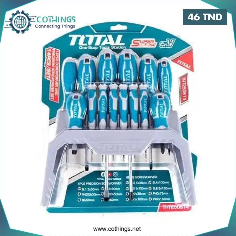 Acheter Jeu de 14 tournevis et tournevis de précision TOTAL THT250614 en Tunisie -  Disponible au meilleur prix sur CoThings