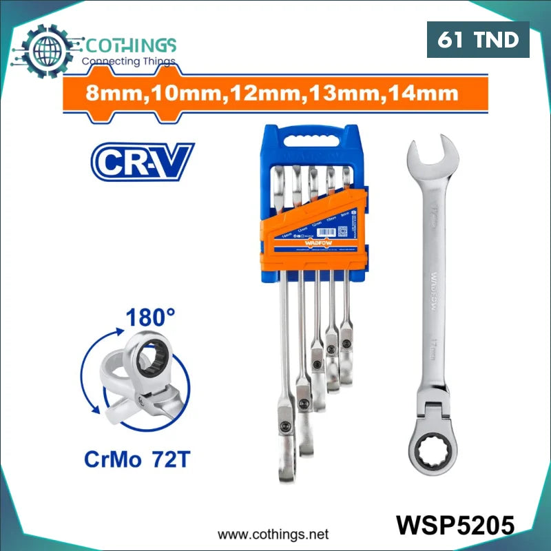 Acheter Jeu de 5 clés à cliquet flexibles WSP5205 WADFOW en Tunisie -  Disponible au meilleur prix sur CoThings