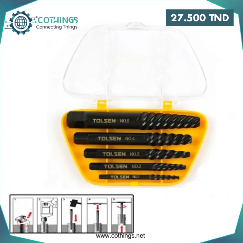 Acheter Jeu de 5 extracteur de Vis TOLSEN en Tunisie -  Disponible au meilleur prix sur CoThings