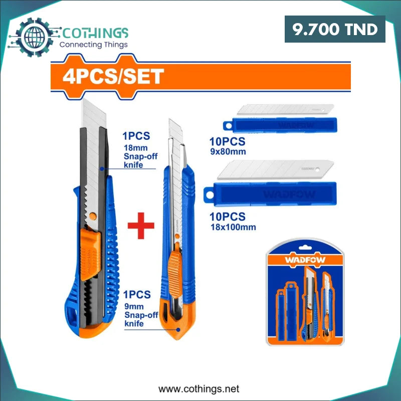 Acheter Jeu de Cutter WADFOW 9 cm et 18 cm avec 20 lames en Tunisie -  Disponible au meilleur prix sur CoThings