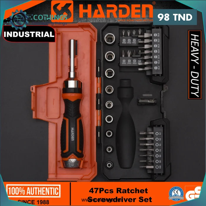 Acheter Jeu de Tournevis à Cliquet + Embout 47pcs Harden en Tunisie -  Disponible au meilleur prix sur CoThings