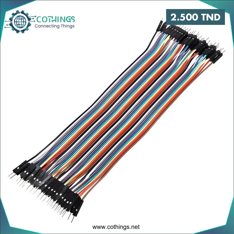 Acheter jeux de 10 fils de connexion male male 40cm pour arduino en Tunisie -  Disponible au meilleur prix sur CoThings