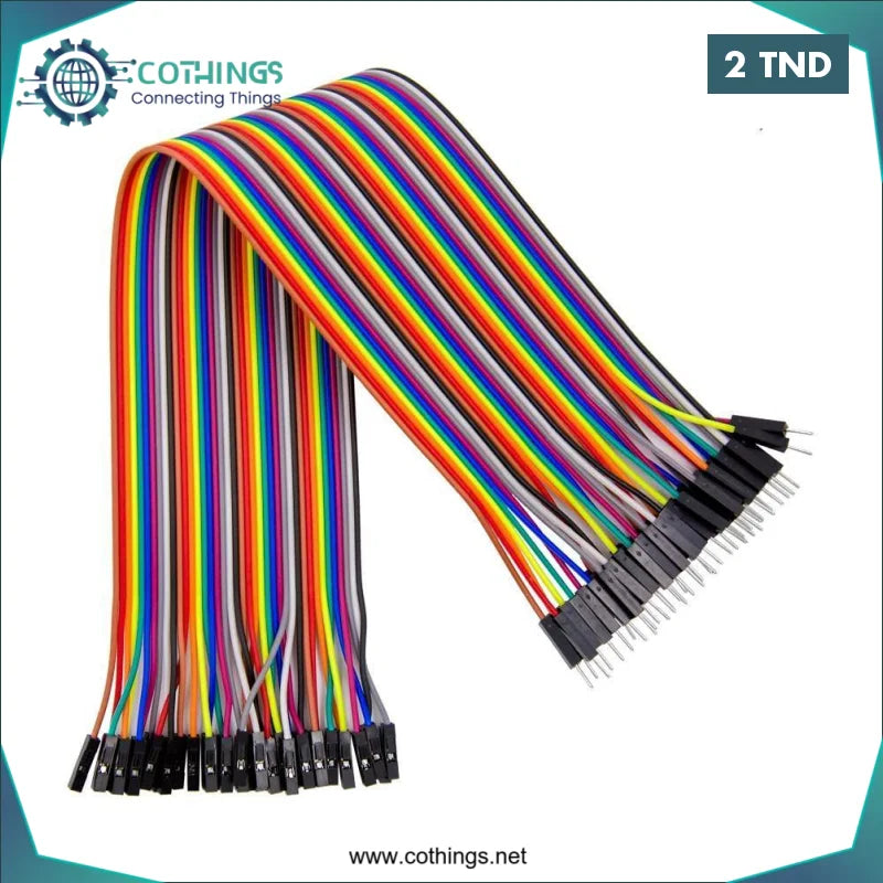 Acheter jeux de 10 fils de connexion male femelle 20cm pour arduino en Tunisie -  Disponible au meilleur prix sur CoThings