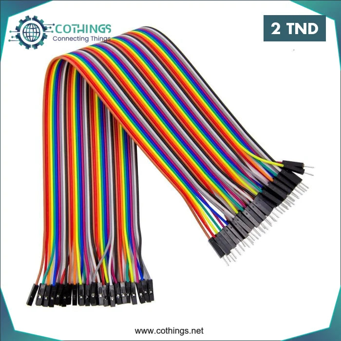 Acheter jeux de 10 fils de connexion male femelle 30cm pour arduino en Tunisie -  Disponible au meilleur prix sur CoThings