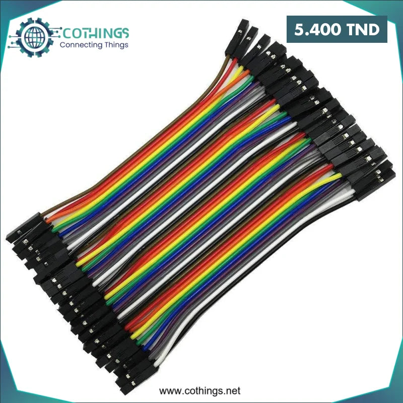 Acheter jeux de 40 fils de connexion femelle femelle 10cm pour arduino en Tunisie -  Disponible au meilleur prix sur CoThings