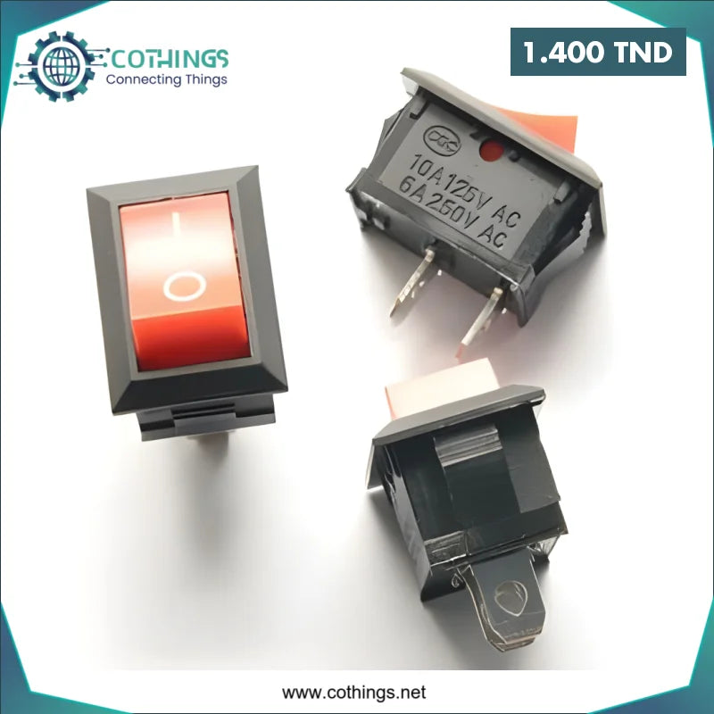 Acheter KCD1-101 INERRUPTEUR A BASCULE LUNINEUX ROUGE 6A / 250V 2 broches en Tunisie -  Disponible au meilleur prix sur CoThings
