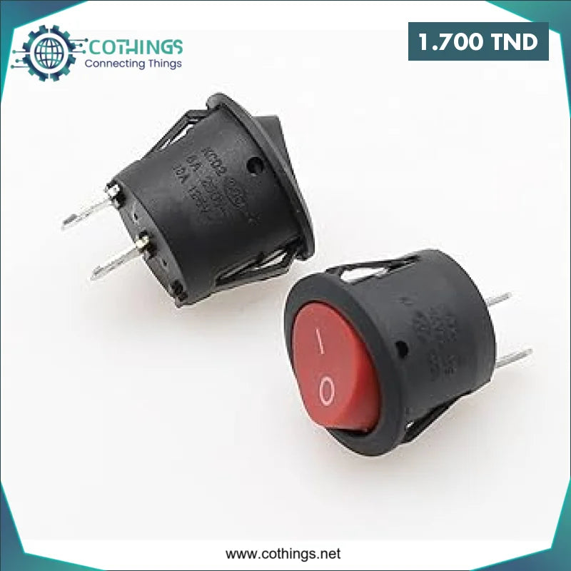 Acheter KCD1-105 Interrupteur On/Off Rond, 2 Pines, 23mm rouge en Tunisie -  Disponible au meilleur prix sur CoThings