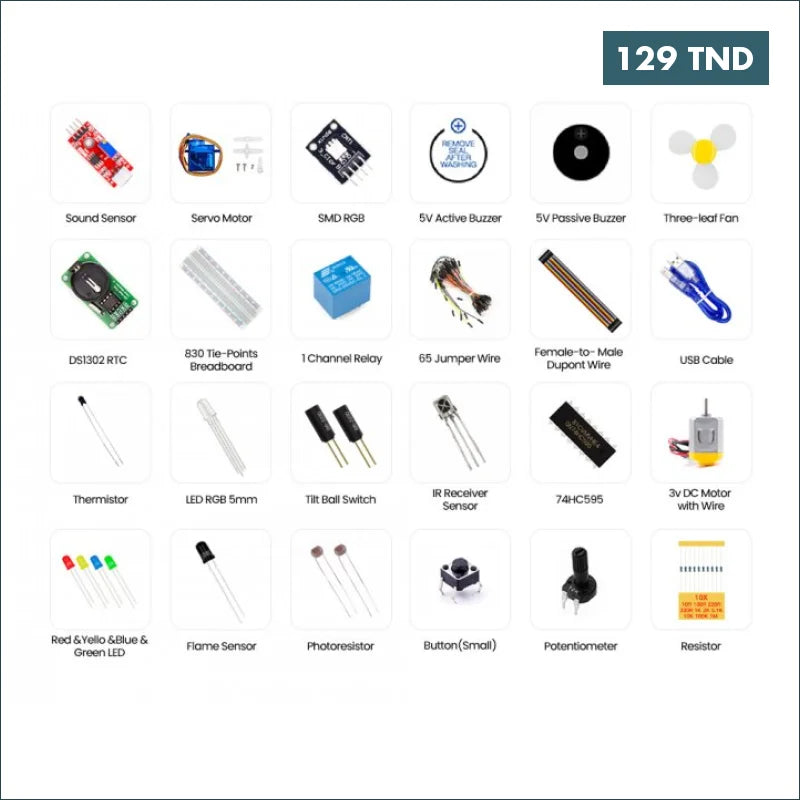Acheter Kit de démarrage super starter Arduino UNO R3, Kit apprentissage Arduino Uno R3 en Tunisie -  Disponible au meilleur prix sur CoThings