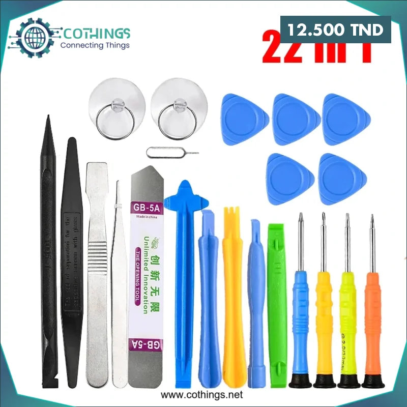 Acheter Kit d’outils de réparation de téléphone portable 22 en 1 en Tunisie -  Disponible au meilleur prix sur CoThings