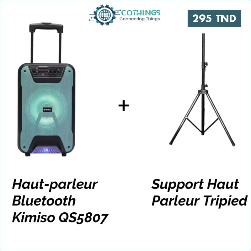 Acheter Kit Haut-parleur Bluetooth Kimiso QS5807 Avec Support Tripied en Tunisie -  Disponible au meilleur prix sur CoThings