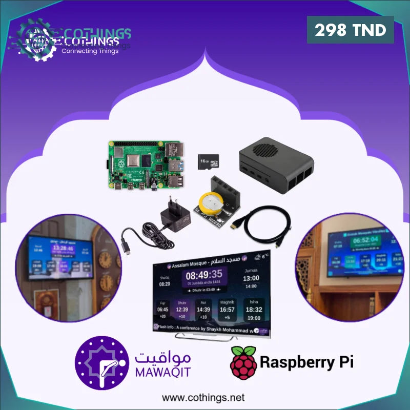 Acheter Kit Mawaqit Raspberry Pi 4 2GB pour les mosquées en Tunisie -  Disponible au meilleur prix sur CoThings