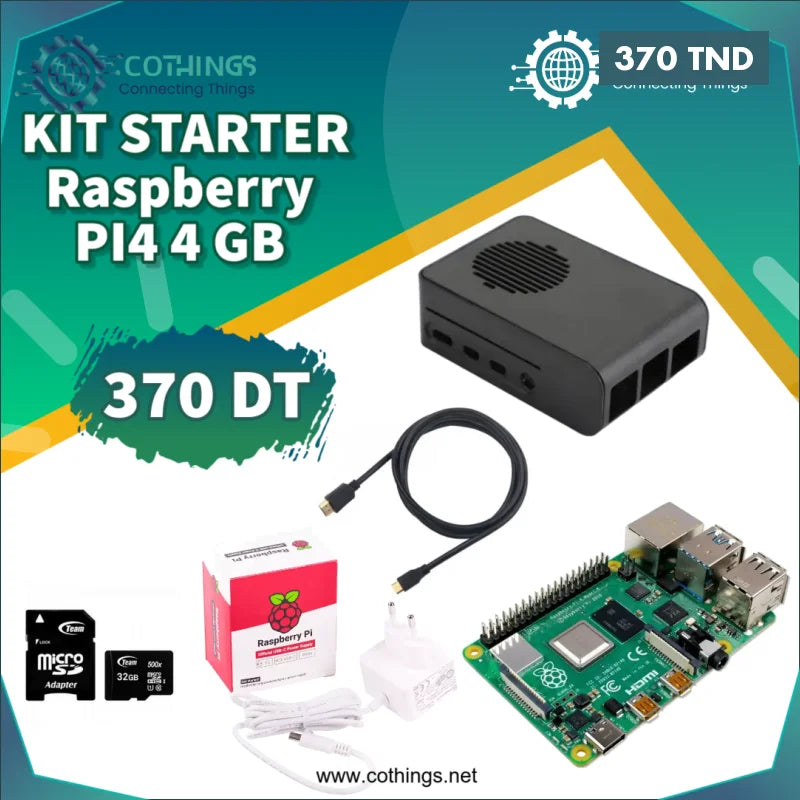 Acheter Kit Raspberry PI 4 4GB Starter Kit en Tunisie -  Disponible au meilleur prix sur CoThings