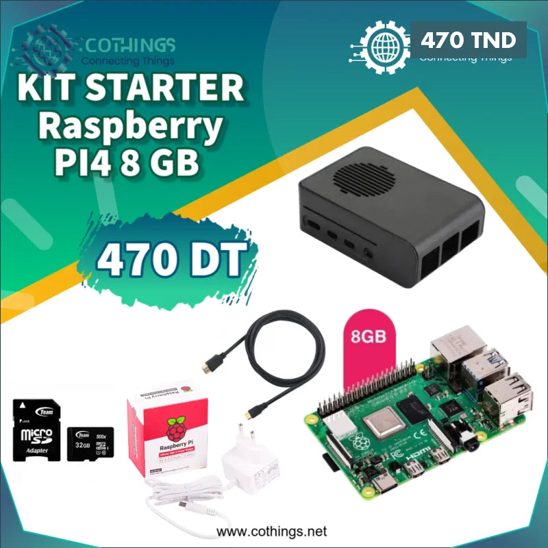 Acheter Kit Raspberry PI 4 8GB Starter Kit en Tunisie -  Disponible au meilleur prix sur CoThings