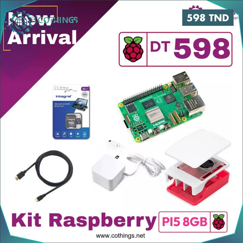 Acheter Kit Raspberry PI5 - 8GB en Tunisie -  Disponible au meilleur prix sur CoThings
