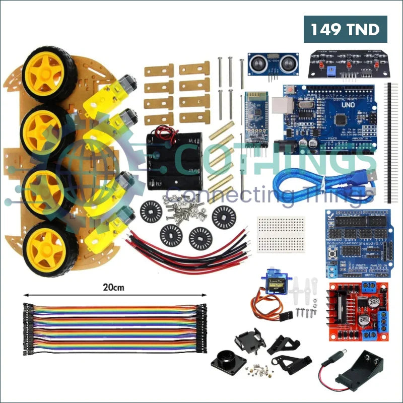 Acheter Kit Voiture 4WD Bluetooth 4 roues en Tunisie -  Disponible au meilleur prix sur CoThings