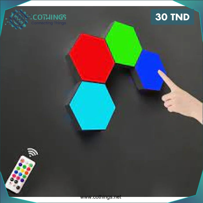 Acheter Lampe murale Hexagon à capteur tactile RGB 5W 1+3 en Tunisie -  Disponible au meilleur prix sur CoThings