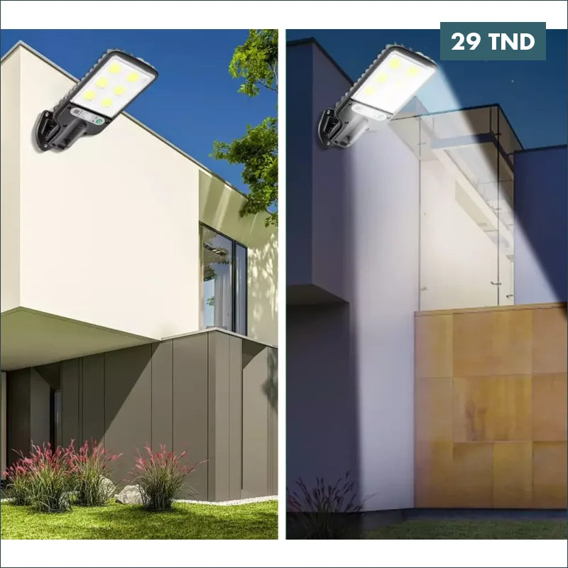 Acheter Lampe solaire de jardin avec capteur crépusculaire et mouvement | IP65, 72 LED COB, télécommande IR en Tunisie -  Disponible au meilleur prix sur CoThings