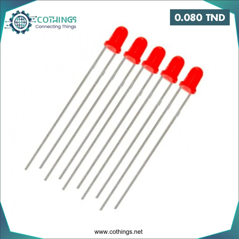 Acheter LED rouge 3 mm, 28 mm (1 pièce) en Tunisie -  Disponible au meilleur prix sur CoThings