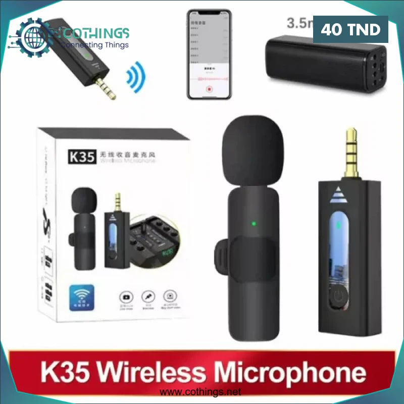 Acheter Microphone Sans Fil K35 pour Appareils Compatibles avec Prise Jack 3,5 mm en Tunisie -  Disponible au meilleur prix sur CoThings