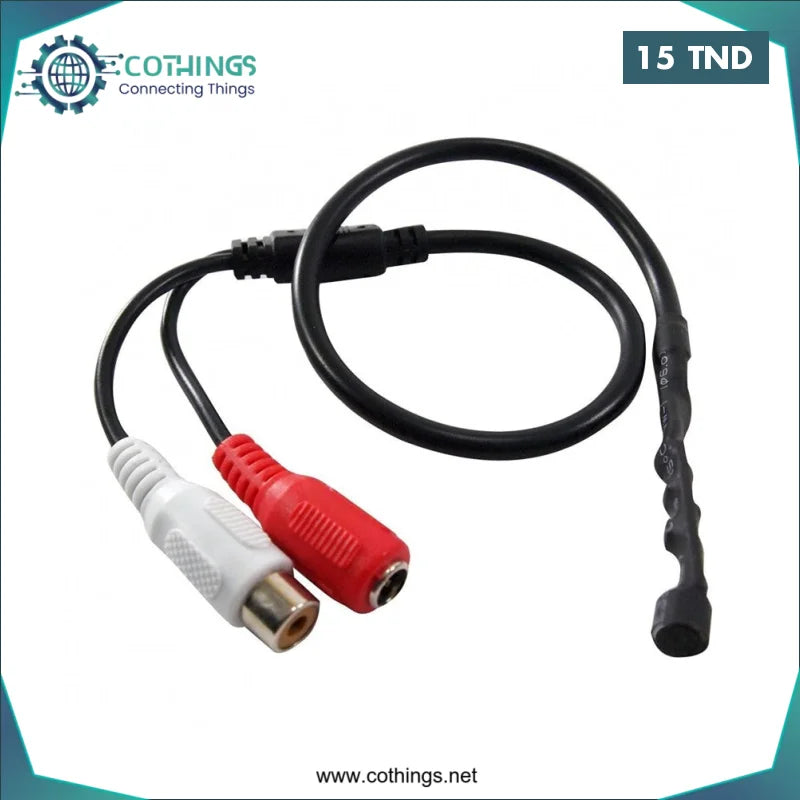 Acheter Microphone filaire miniature pour caméra de surveillance CCTV avec connecteurs RCA en Tunisie -  Disponible au meilleur prix sur CoThings