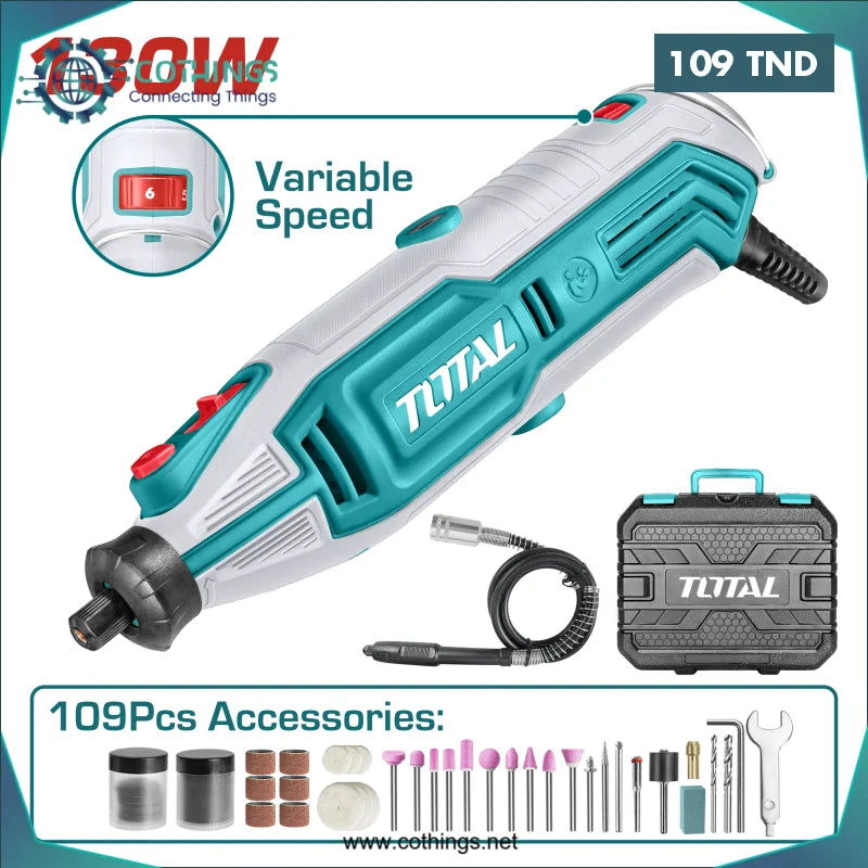 Acheter Mini Meuleuse 130W avec 109 accessoires TOTAL en Tunisie -  Disponible au meilleur prix sur CoThings
