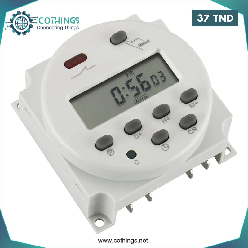 Acheter Minuterie Programmable numérique de puissance relais 220V 16A LCD (avec batterie) en Tunisie -  Disponible au meilleur prix sur CoThings