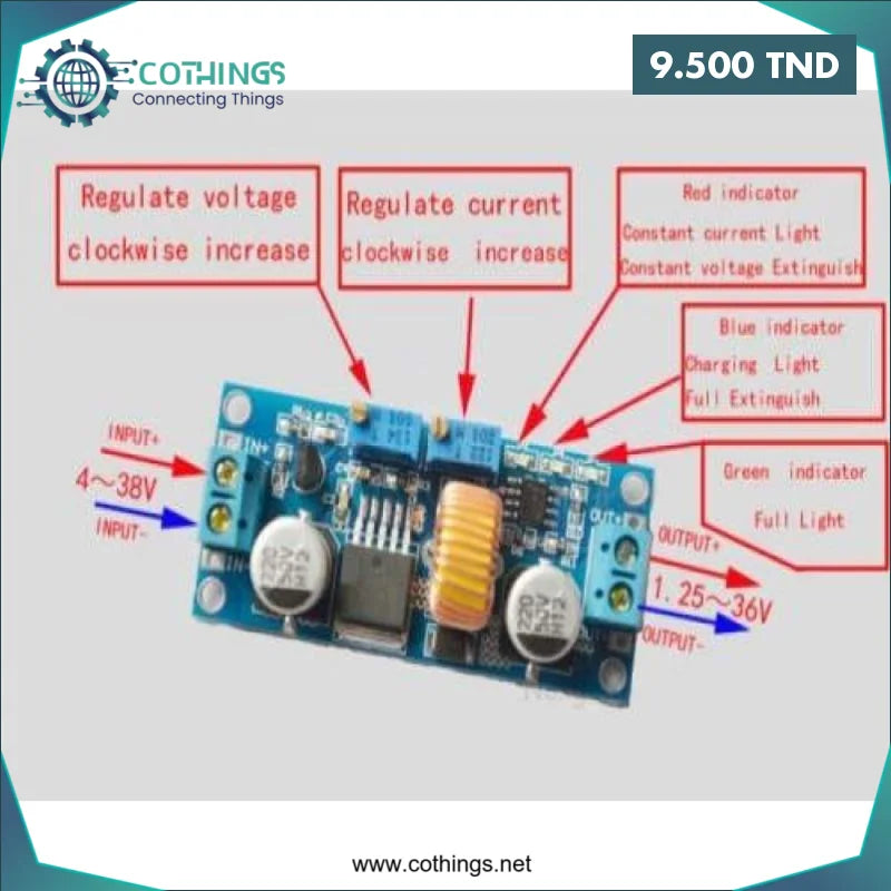Acheter Module abaisseur d’alimentation réglable DC-DC XL4015 bleu 5A 75W en Tunisie -  Disponible au meilleur prix sur CoThings