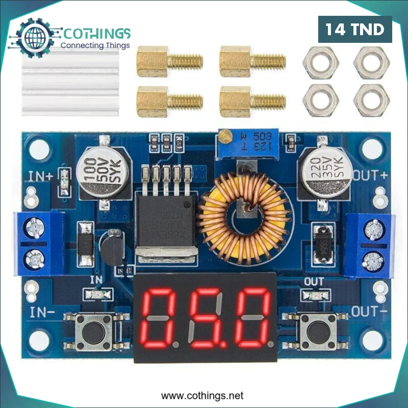 Acheter Module abaisseur réglable DC-DC XL4015 5A 75W avec voltmètre à affichage numérique 3 bits en Tunisie -  Disponible au meilleur prix sur CoThings