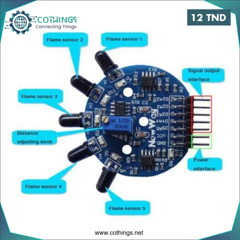 Acheter Module Capteur De Flamme 5 Voies en Tunisie -  Disponible au meilleur prix sur CoThings