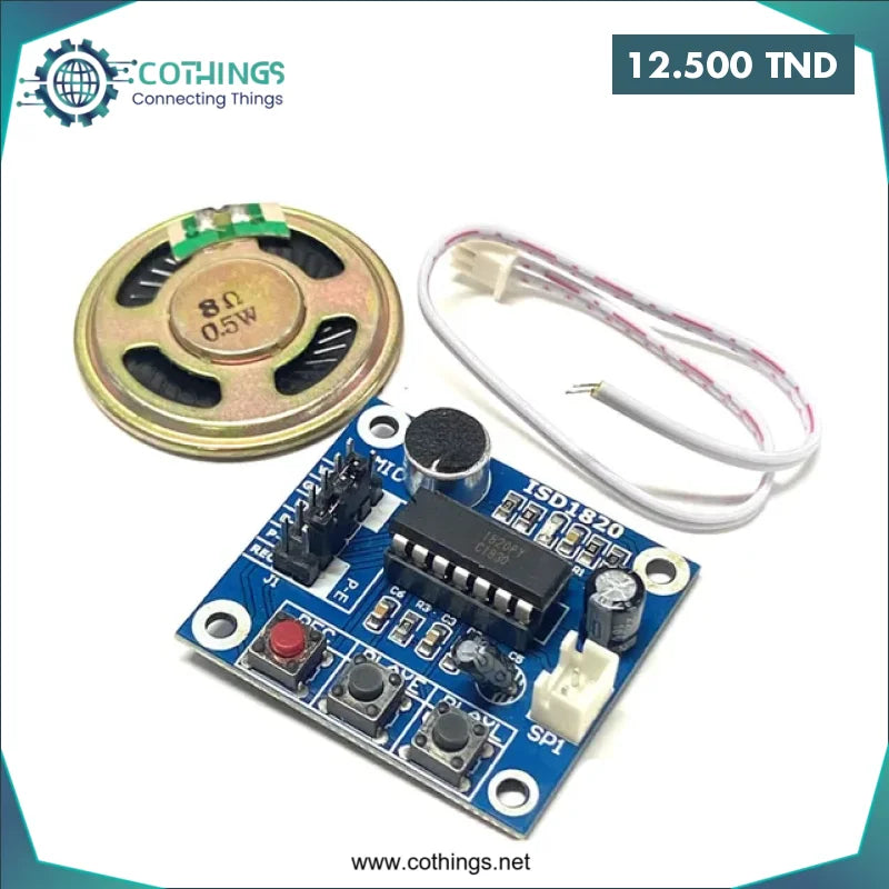 Acheter Module d'enregistrement vocale statique avec haut-parleur 0.5W ISD1820 en Tunisie -  Disponible au meilleur prix sur CoThings